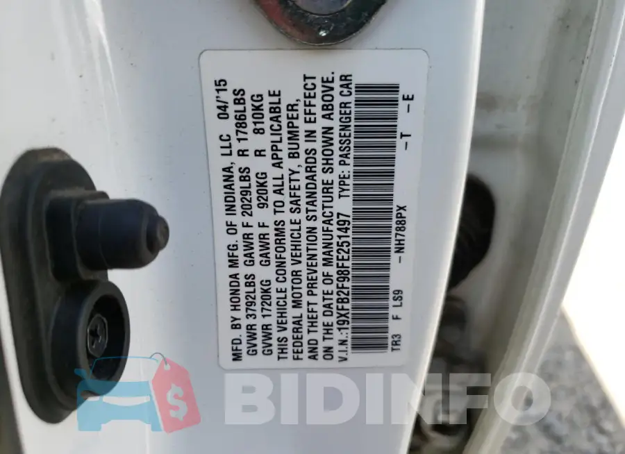 19XFB2F98FE251497 Photo# 12
