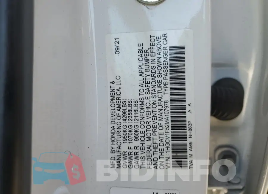 1HGCV1F52MA107978 Photo# 12