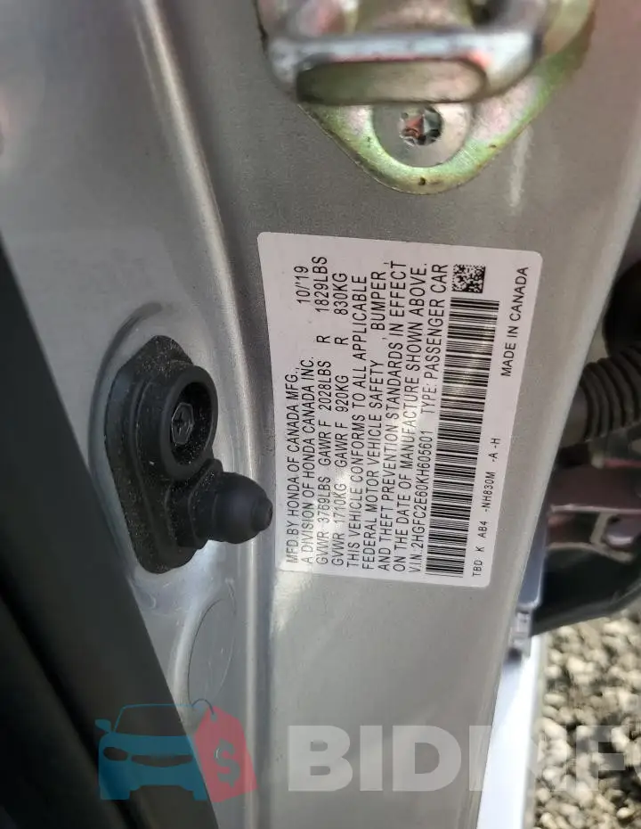 2HGFC2E60KH605601 Photo# 12