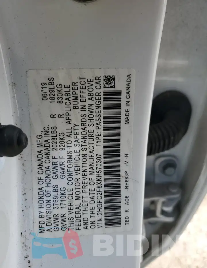 2HGFC2F8XKH570307 Photo# 12