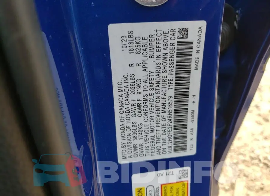 2HGFE2F24RH516579 Photo# 12