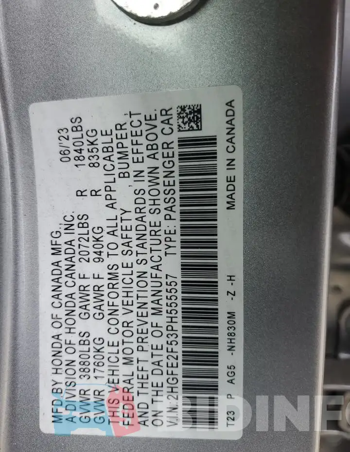 2HGFE2F53PH555557 Photo# 12