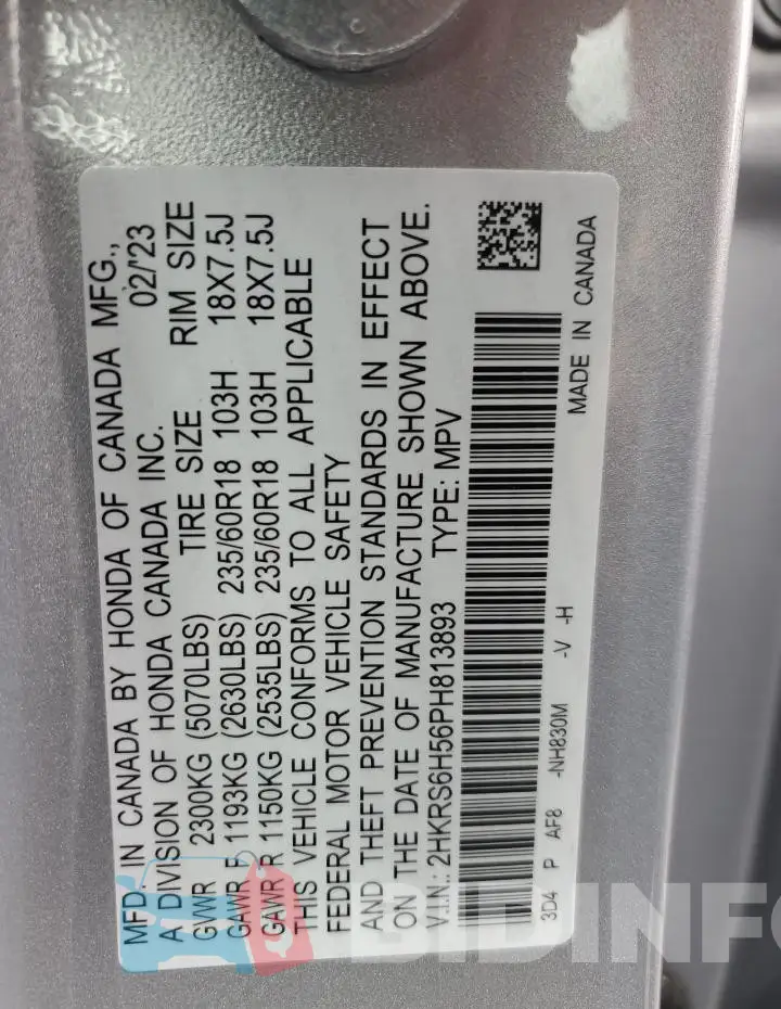 2HKRS6H56PH813893 Photo# 13