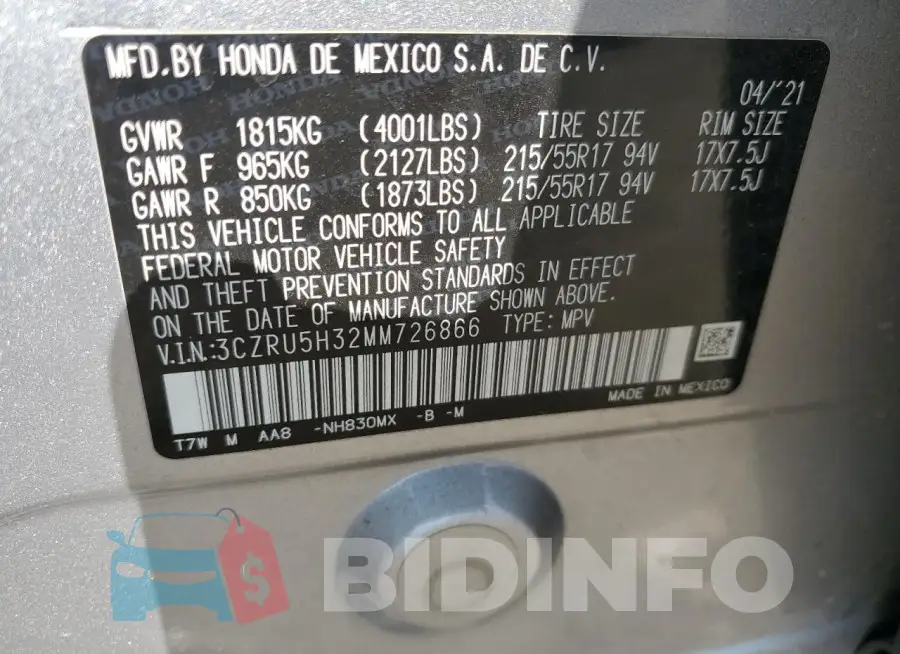 3CZRU5H32MM726866 Photo# 13
