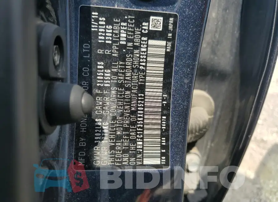 JHMFC1F35KX005213 Photo# 12