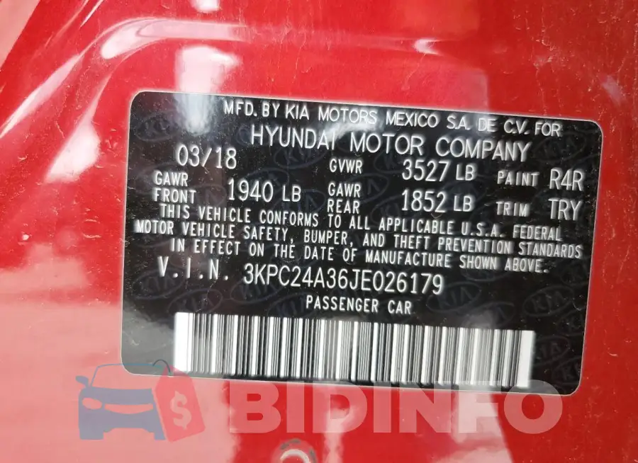 3KPC24A36JE026179 Photo# 12