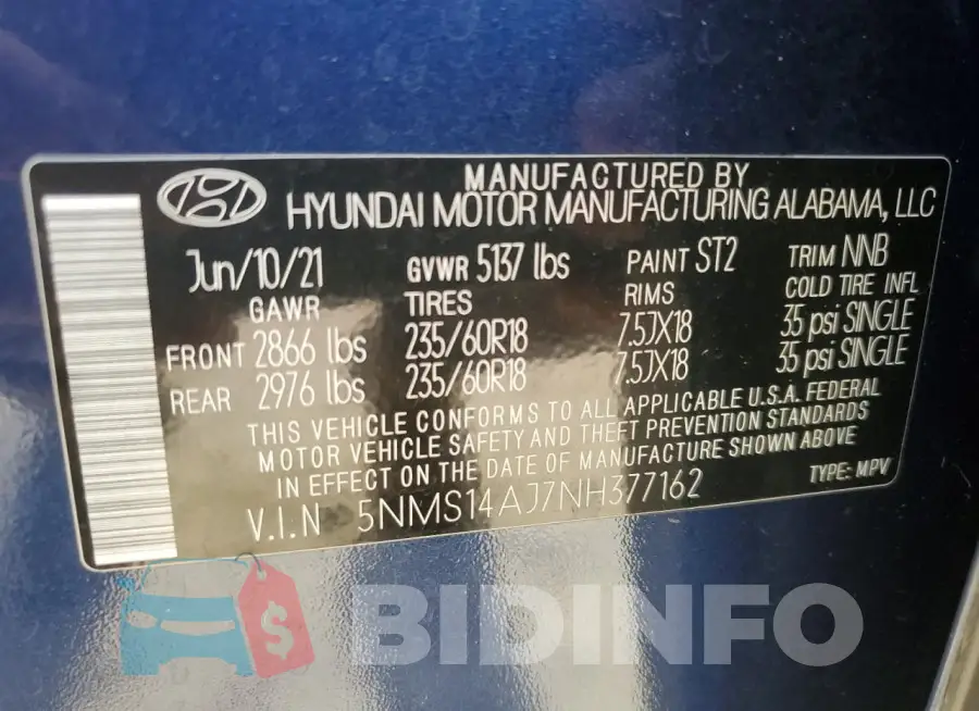5NMS14AJ7NH377162 Photo# 13