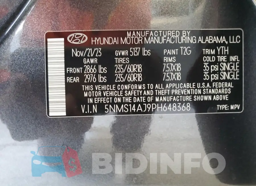 5NMS14AJ9PH648368 Photo# 13