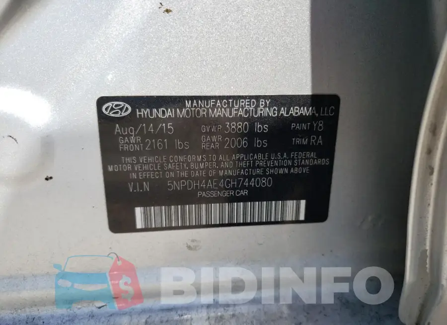 5NPDH4AE4GH744080 Photo# 12