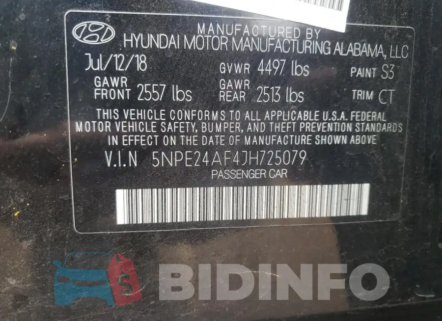 5NPE24AF4JH725079 Photo# 13