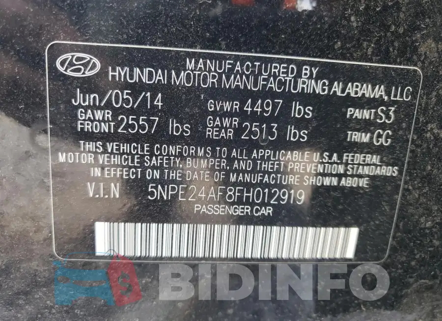 5NPE24AF8FH012919 Photo# 12