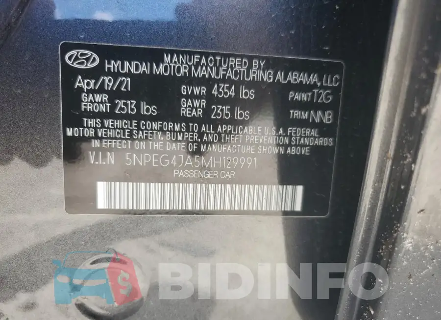 5NPEG4JA5MH129991 Photo# 12