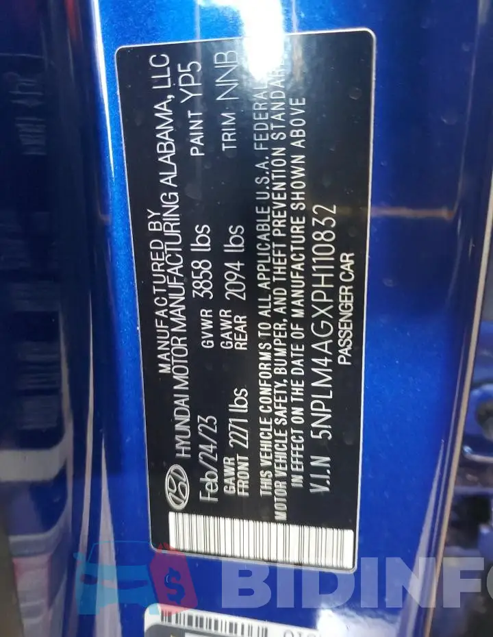 5NPLM4AGXPH110832 Photo# 12