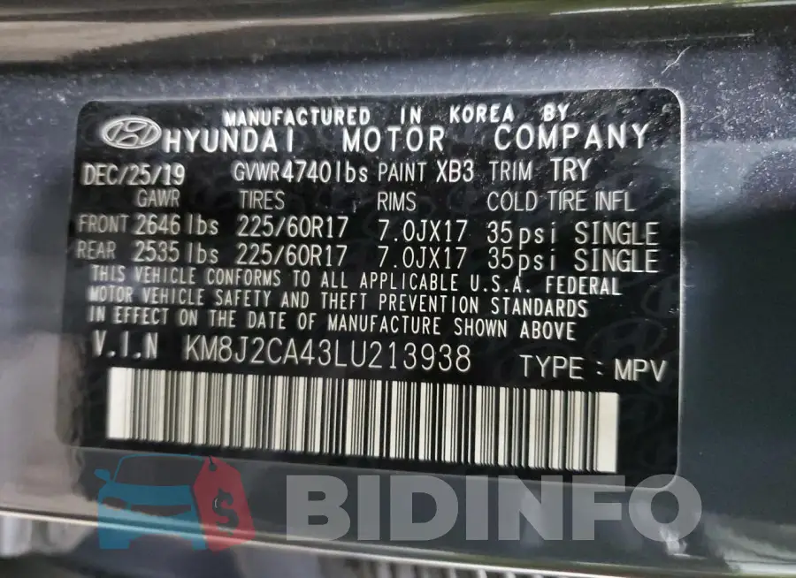 KM8J2CA43LU213938 Photo# 13