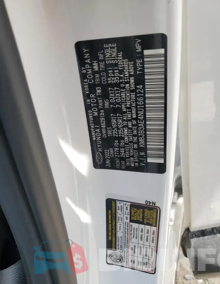 KM8JB3AE4NU166124 Photo# 13