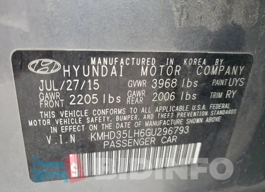 KMHD35LH6GU296793 Photo# 12