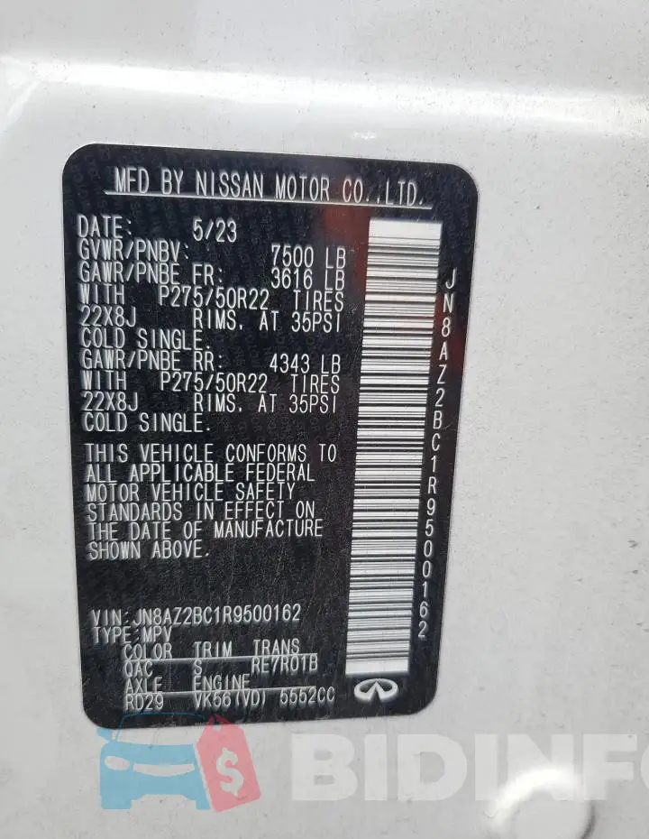 JN8AZ2BC1R9500162 Photo# 13