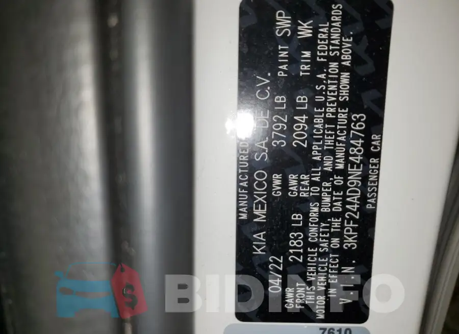 3KPF24AD9NE484763 Photo# 13