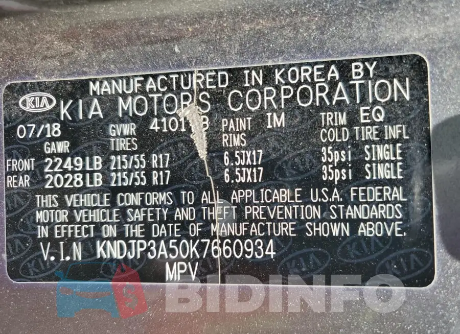 KNDJP3A50K7660934 Photo# 13