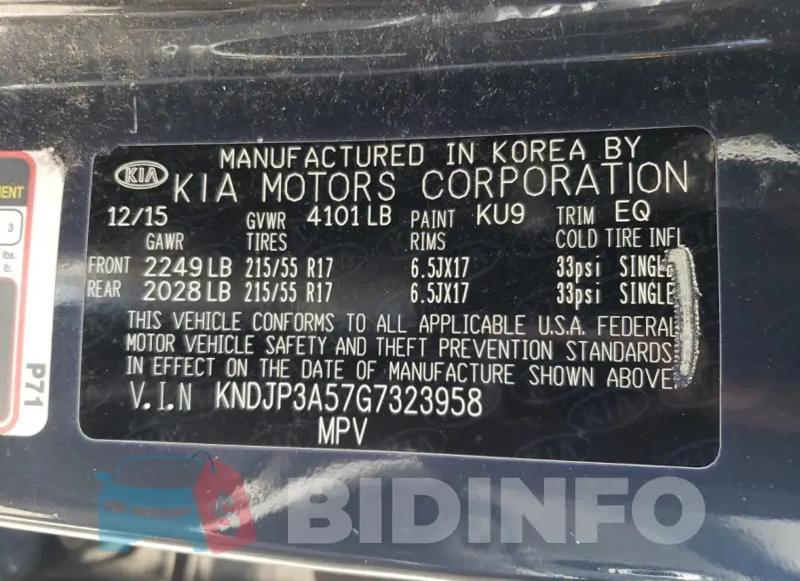 KNDJP3A57G7323958 Photo# 12