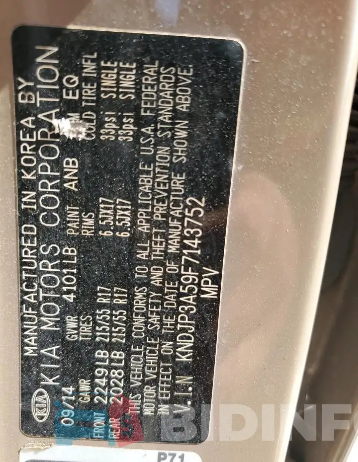 KNDJP3A59F7143752 Photo# 12