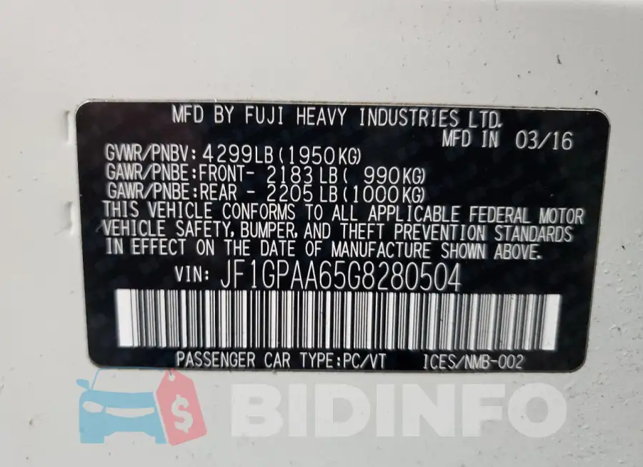 JF1GPAA65G8280504 Photo# 14