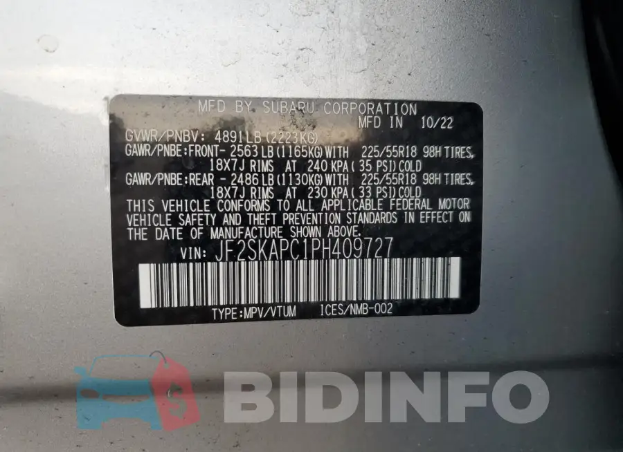 JF2SKAPC1PH409727 Photo# 13