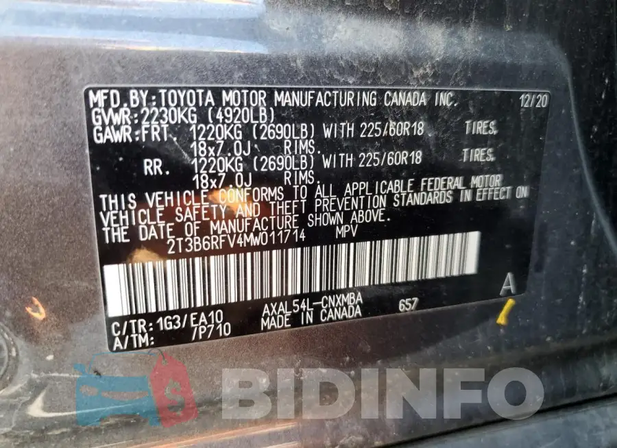 2T3B6RFV4MW011714 Photo# 13
