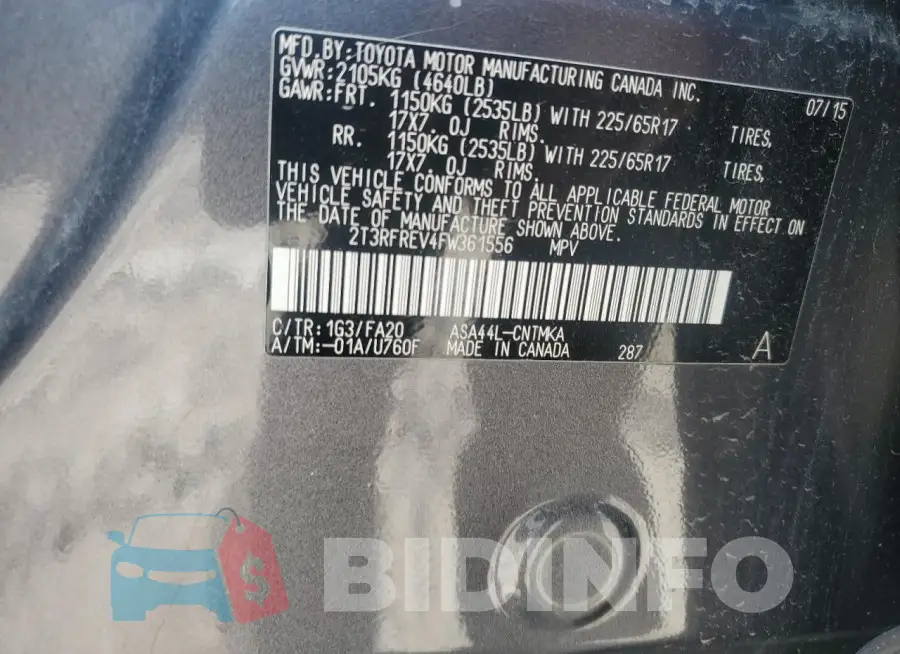 2T3RFREV4FW361556 Photo# 13