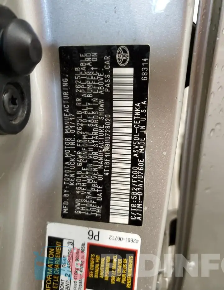 4T1BF1FK9HU728020 Photo# 13