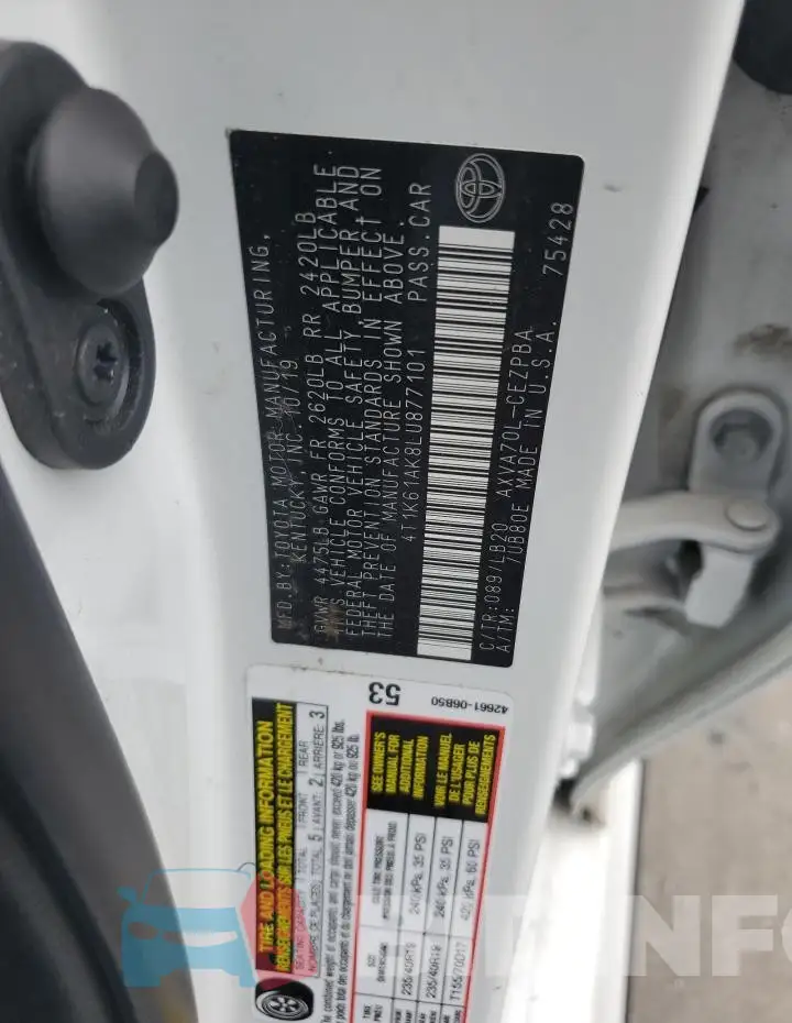 4T1K61AK8LU877101 Photo# 12