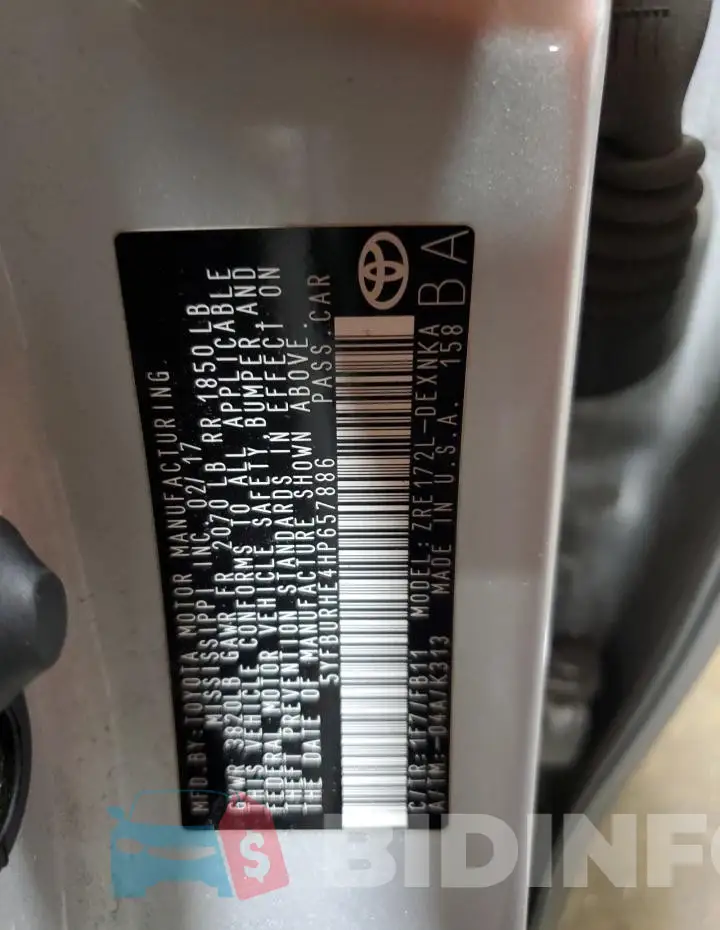 5YFBURHE4HP657886 Photo# 13