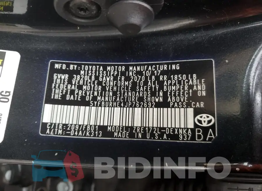 5YFBURHE4JP762692 Photo# 12