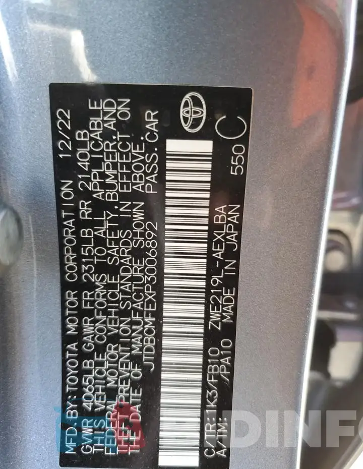 JTDBCMFEXP3006892 Photo# 12