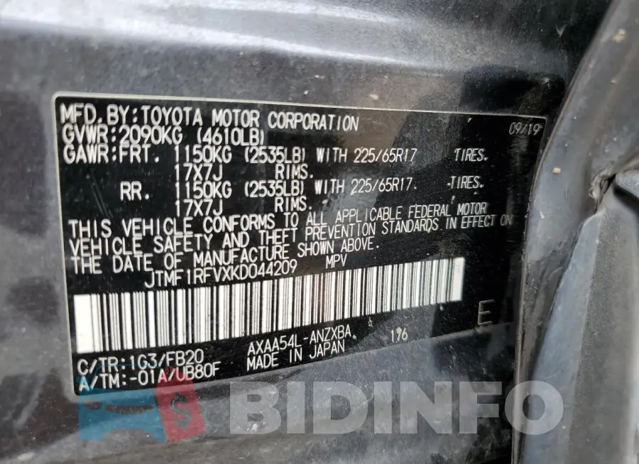 JTMF1RFVXKD044209 Photo# 12