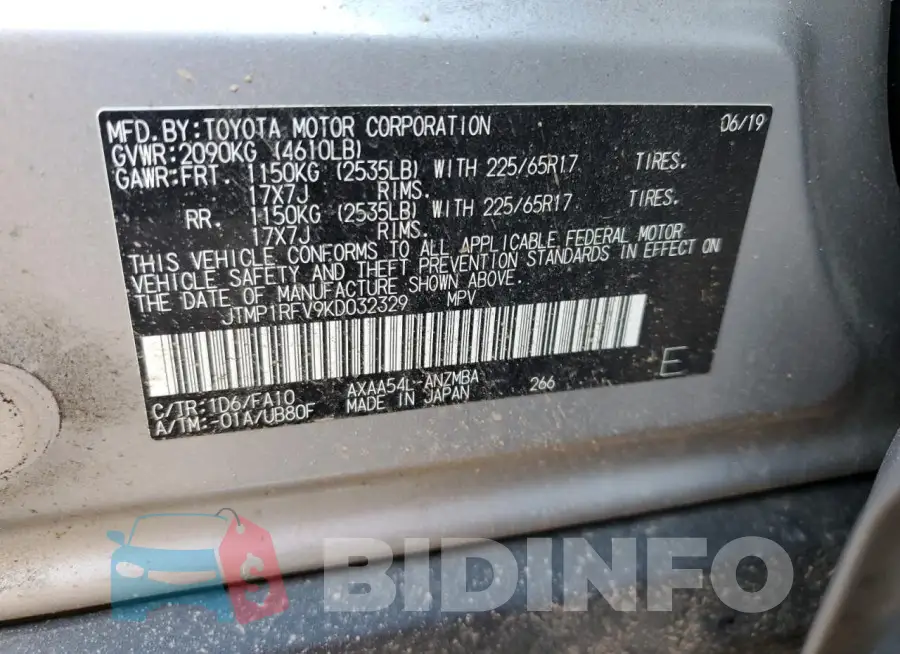 JTMP1RFV9KD032329 Photo# 12