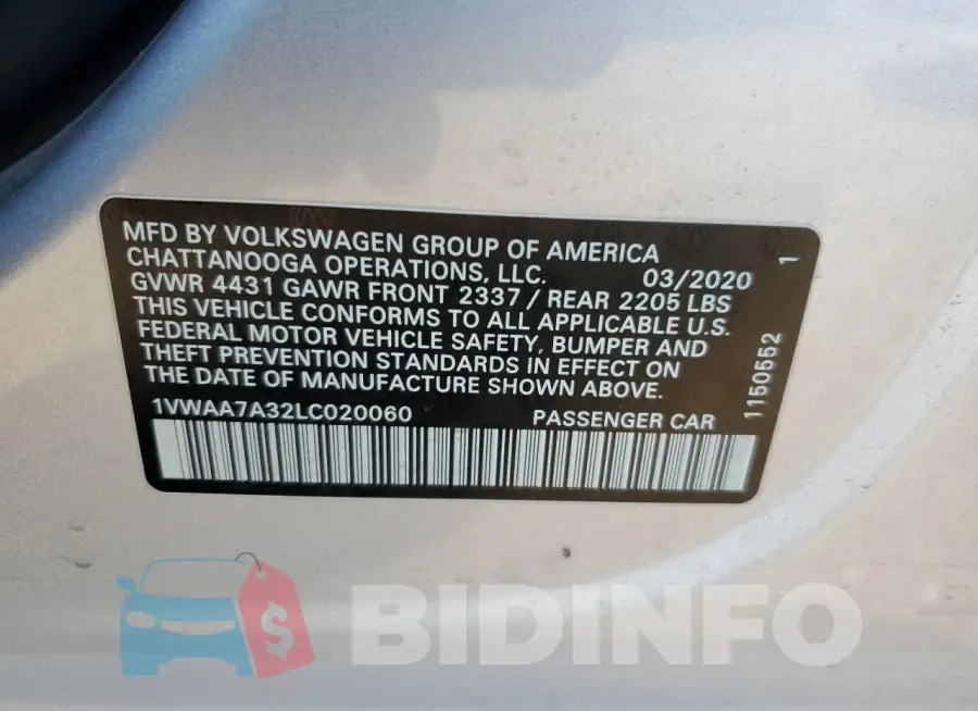 1VWAA7A32LC020060 Photo# 13