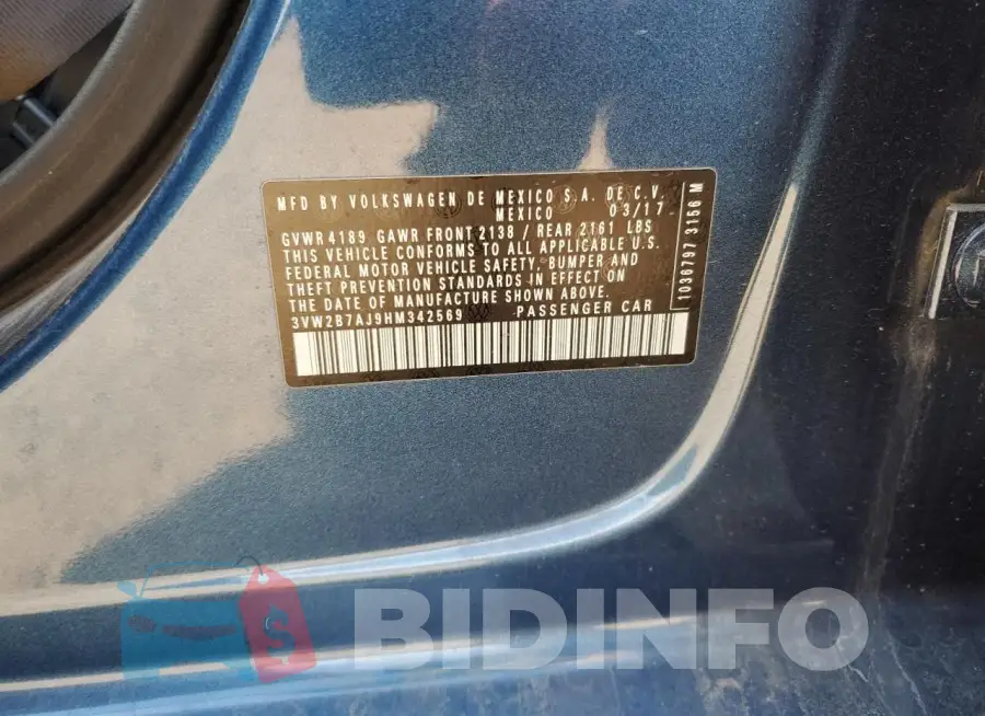 3VW2B7AJ9HM342569 Photo# 12