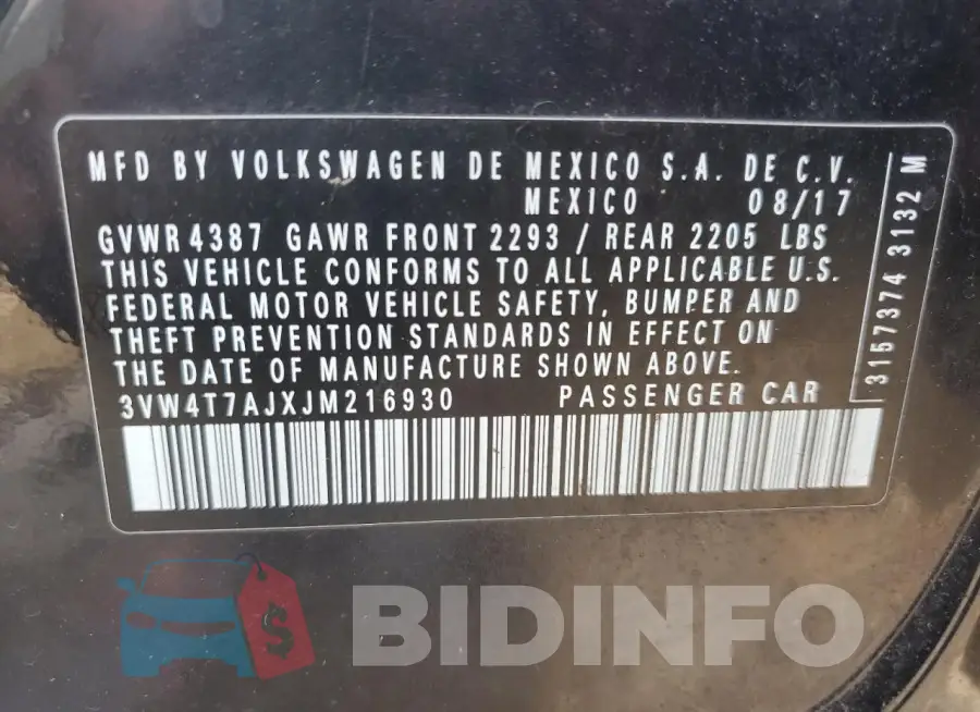 3VW4T7AJXJM216930 Photo# 12