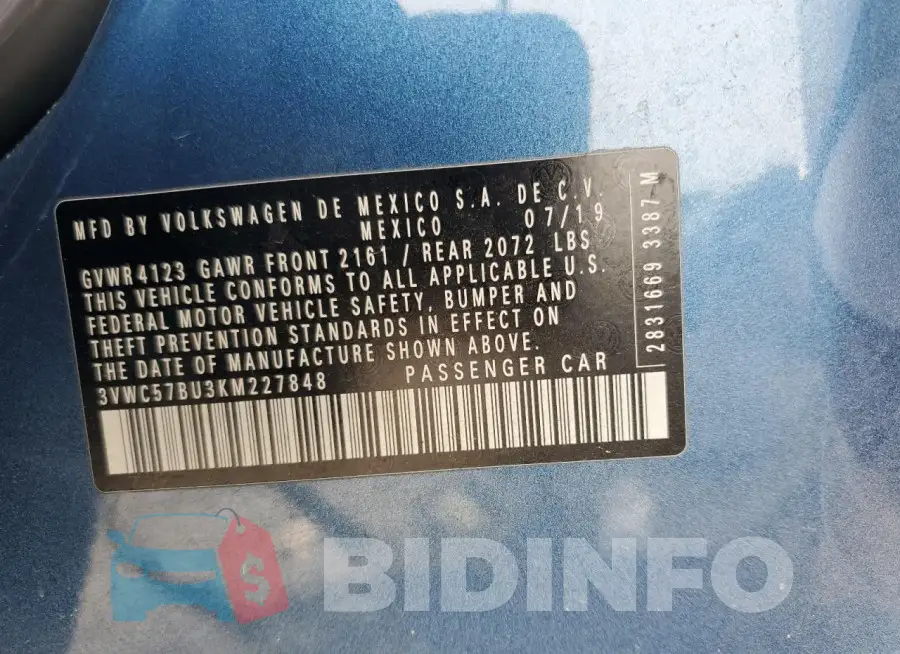 3VWC57BU3KM227848 Photo# 12
