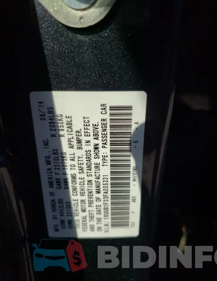 19UUB1F33FA005331 Photo# 12