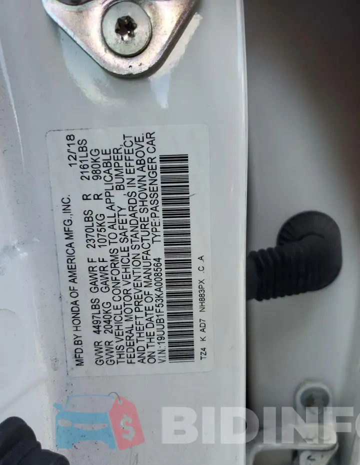 19UUB1F53KA008564 Photo# 12