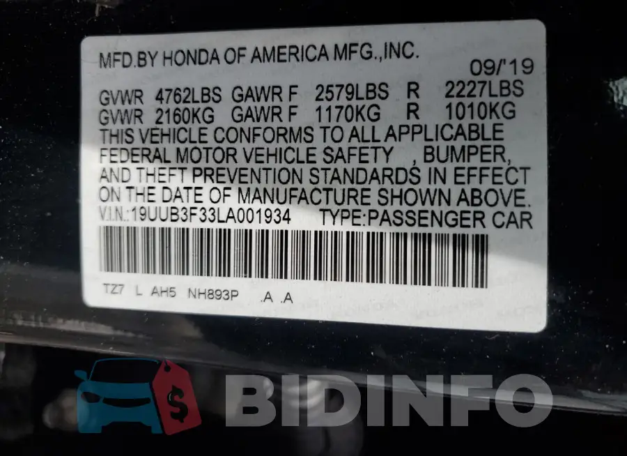 19UUB3F33LA001934 Photo# 12