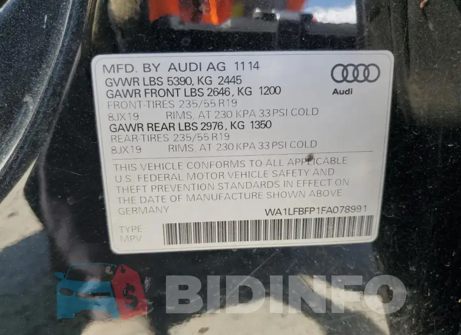 WA1LFBFP1FA078991 Photo# 13