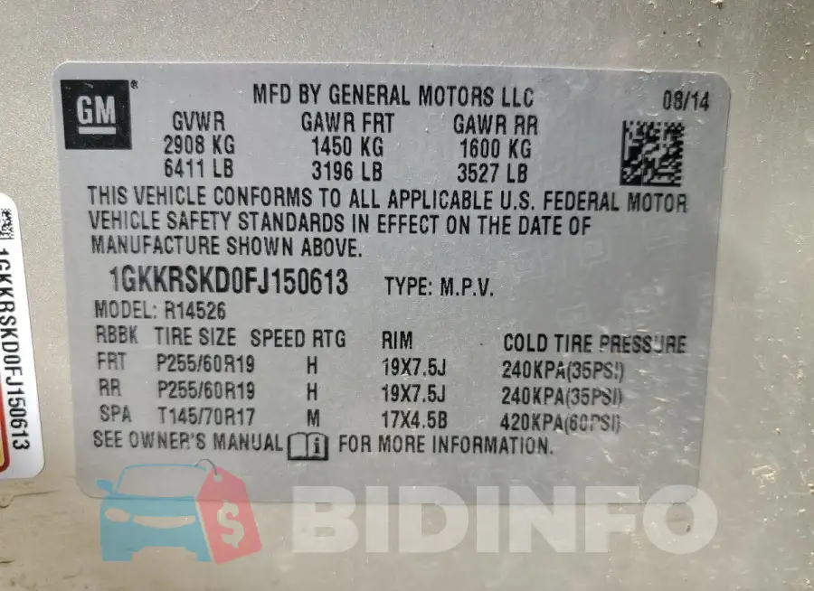 1GKKRSKD0FJ150613 Photo# 14