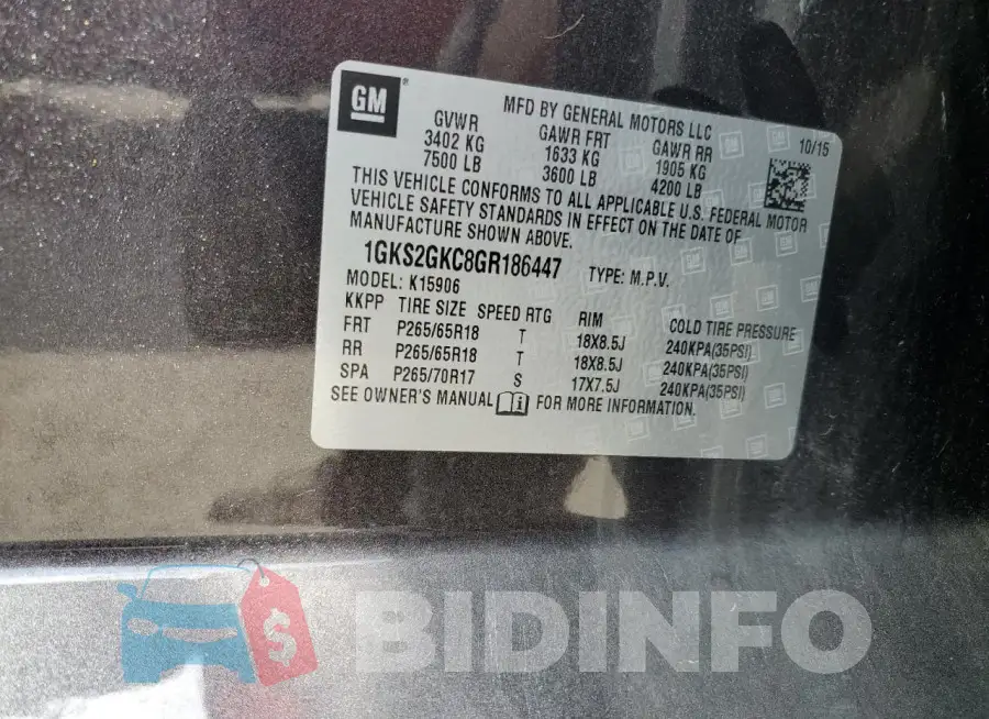 1GKS2GKC8GR186447 Photo# 13