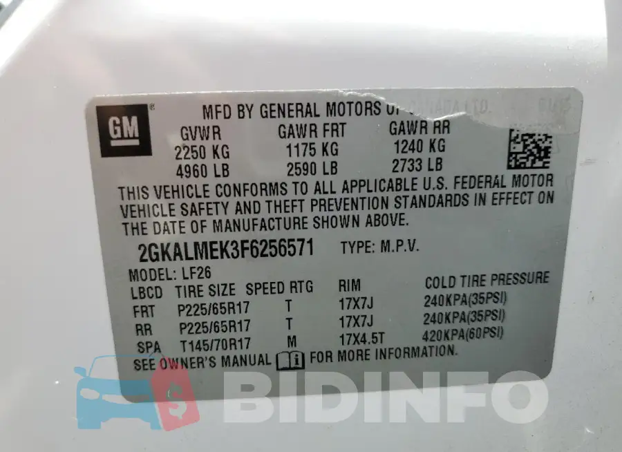 2GKALMEK3F6256571 Photo# 14