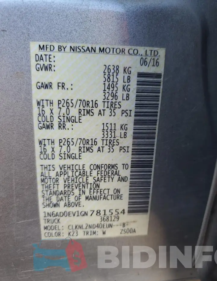 1N6AD0EV1GN781554 Photo# 12