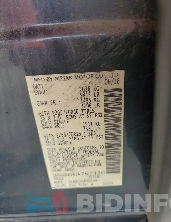 1N6AD0EV6JN767320 Photo# 12