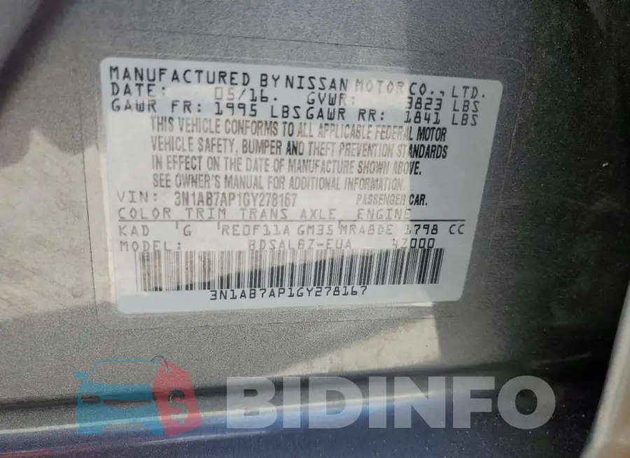 3N1AB7AP1GY278167 Photo# 12